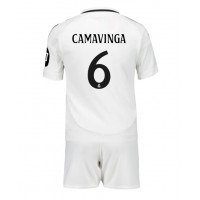 Real Madrid Eduardo Camavinga #6 Fußballbekleidung Heimtrikot Kinder 2024-25 Kurzarm (+ kurze hosen)